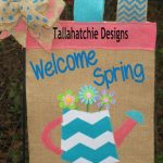 Spring Garden Flag- Easter Flag- Watering Can Flag -Burlap Garden .