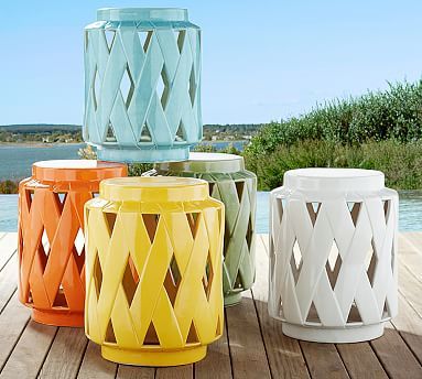 Lattice Ceramic Accent Table | Outdoor furniture cushions, Pottery .