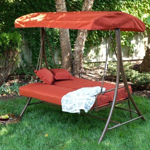 Making your garden a great place with garden swings with canopy .