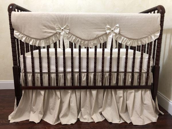 Linen Crib Bedding Set - Gender Neutral Baby Bedding, Girl Crib .