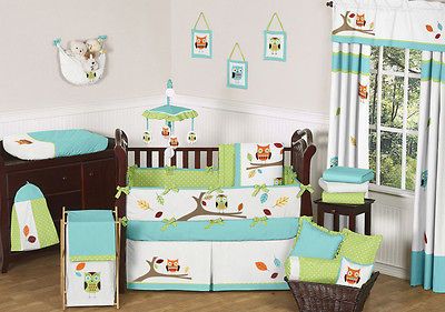 CHEAP FOREST OWL THEMED GENDER NEUTRAL BABY BOY GIRL CRIB BEDDING .