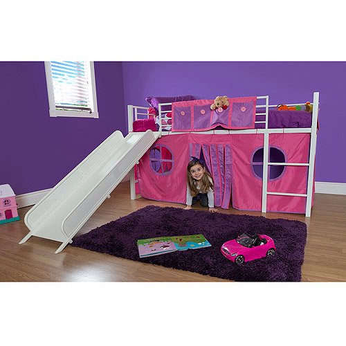 Girl Twin Metal Loft Bed with Slide - Walmart.com - Walmart.c