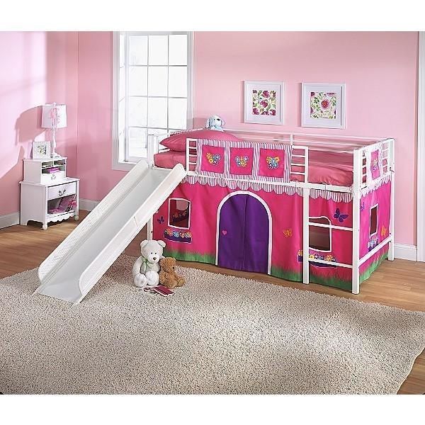 New Girl Bed Slide Fairytale Disney Pink Twin Loft Flower Room .