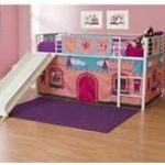 Amazon.com - Girls Loft Bed With Slide Princess Tent Canopy Castle .