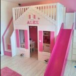 Castle bunk bed with drawer stairs with slide | Kids loft beds .