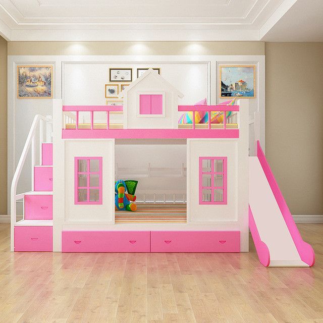 Wood Bunk Bed with Stairs and Slide option | Bunk bed with slide .