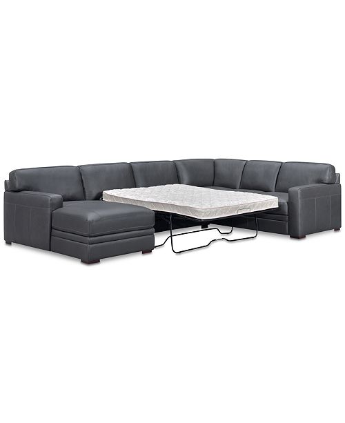 Furniture Avenell 3-Pc. Leather Sectional with Full Sleeper Sofa .