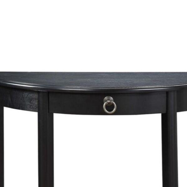 Benjara 28 in. Wooden Black Half Moon Shaped Console Table with 1 .