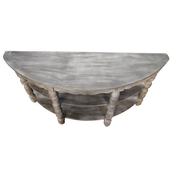 Shop Half moon Shaped Wooden Console Table with 2 Shelves and .