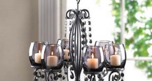 BLACK hanging chandelier CANDELABRA Candle holder Wedding tab