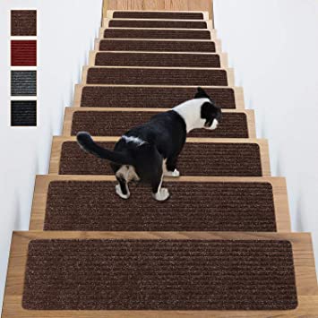 Amazon.com: Stair Treads Non-Slip Carpet Indoor Set of 14 Brown .