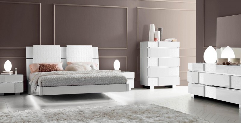 Caprice White Modern Italian Bedroom set -N - Modern - Bedroom .