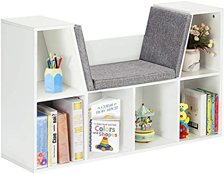 Amazon.com: Costzon 6-Cubby Kids Bookcase w/Cushioned Reading Nook .