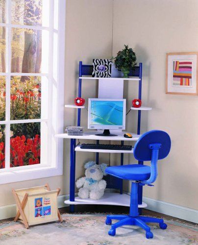 Kings Brand Blue Finish Corner Workstation Kids Children's .