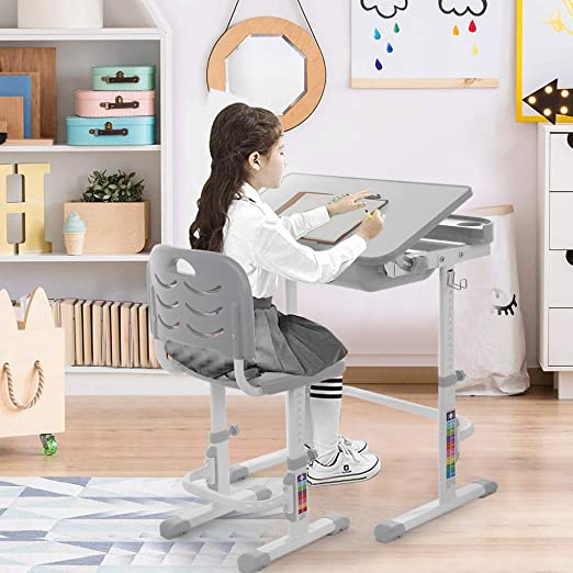 Amazon.com: Home Kids Study Desk and Chair Set Adjustable Children .