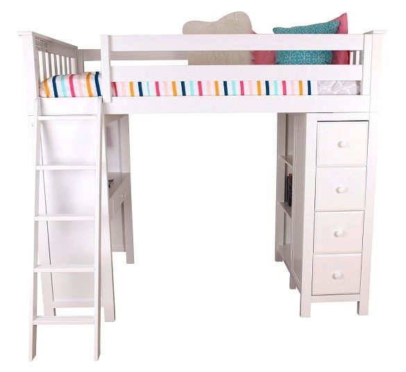 Shop Totally Kids Chelsea White Twin Loft Bed with Desk and Stora