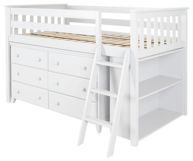 Kids Twin Loft Bed With Storage