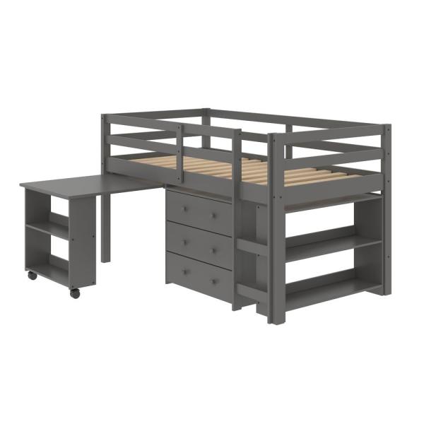 Donco Kids Dark Grey Twin Low Loft Bed-760-TDG - The Home Dep