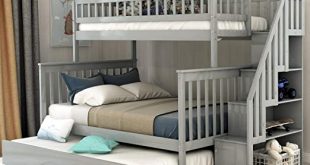 Amazon.com: Twin Over Full Stairway Bunk Bed for Kids with Trundle .