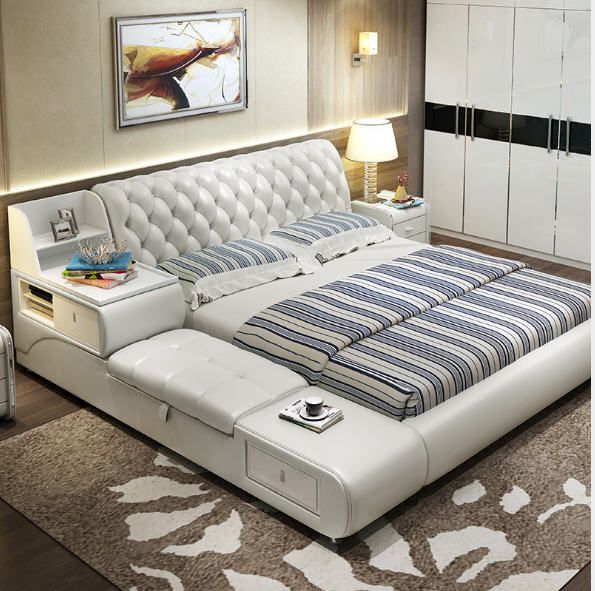 King size double bed – dekorationcity.com in 2020 | Leather sofa .