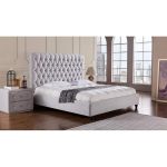 Shop Fabric Upholstered Wooden California King Bed with High .