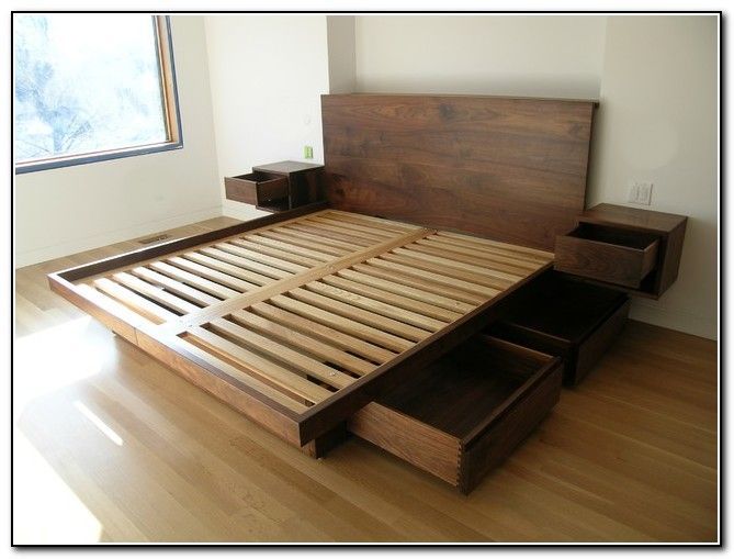 King Size Platform Bed Frame With Storage