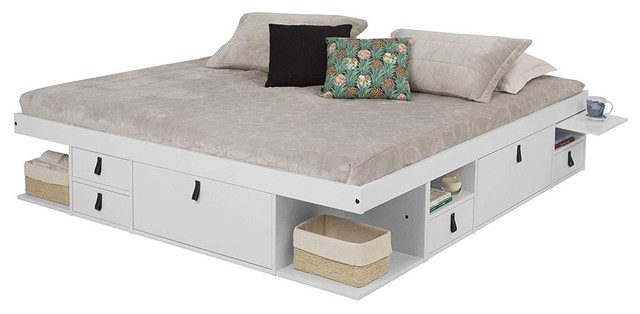 Memomad Bali Storage Platform Bed (King Size, Off White .