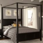 King size Modern Classic Wood Canopy Bed in Black Finish - Quality .