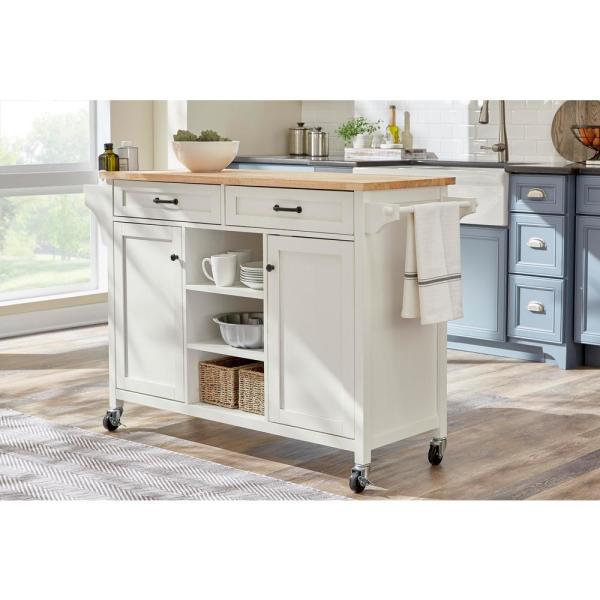 Home Decorators Collection Rockford White Kitchen Cart with .