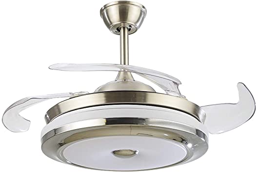 42'' Modern Retractable Ceiling Fan Light With Remote Control LED .