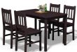Costway 5-Piece Brown Wood Dining Table Set 4-Chairs Home Kitchen .