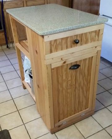 Small Kitchen Island - trash bin built in | Small kitchen island .