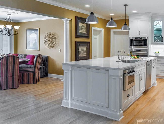 This oversized kitchen island offers plenty of seating, as well as .