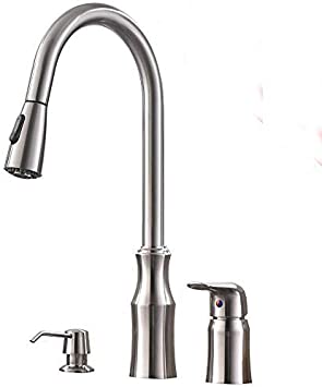 Hotis 3 Hole Kitchen Sink Faucet with Pull Down Sprayer Soap .