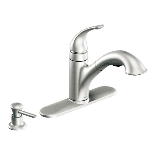Moen® Caprillo One-Handle Pull-Out Kitchen Faucet with Soap .
