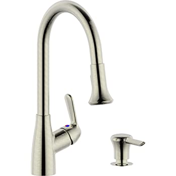 Single Handle Pull-Down Kitchen Faucet (with soap dispenser .