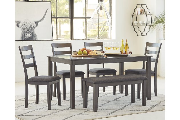 Bridson Dining Room Table and Chairs with Bench (Set of 6 .