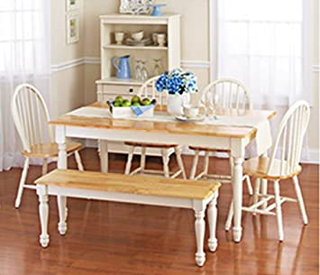 Amazon.com - White Dining Room Set with Bench. This Country Style .