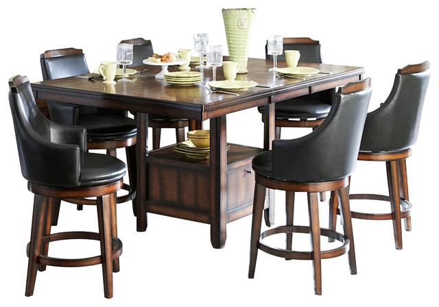 Homelegance Bayshore 7-Piece Counter Height Table Set With Storage .