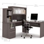 62" x 65" Bark Gray L-shaped Desk & Hutch by Bestar - OfficeDesk.c