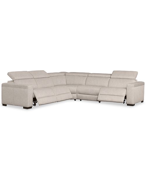 Furniture Nevio 124" 5-Pc. Fabric "L" Shaped Sectional Sofa with 3 .
