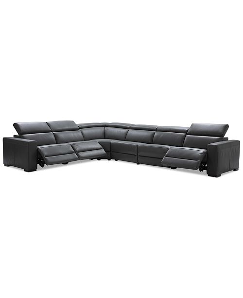 Furniture Nevio 6-pc Leather "L" Shaped Sectional Sofa with 3 .