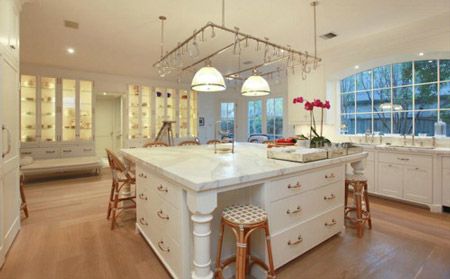 large Kitchen Island With white drawer Storage And Seating .