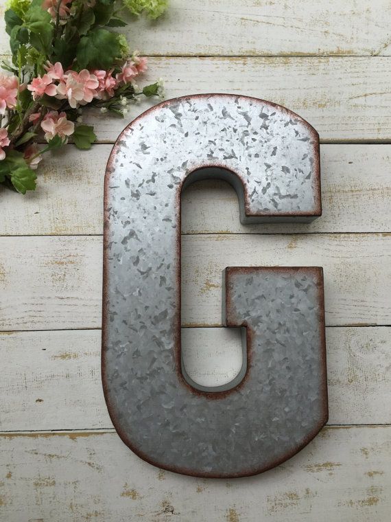 GALVANIZED LETTER/Large metal Letter/home wall decor/Personalized .