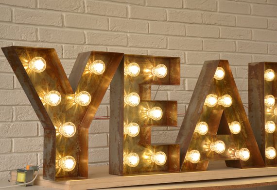 Rustic letters for wall decor letters light up big letters | Etsy .