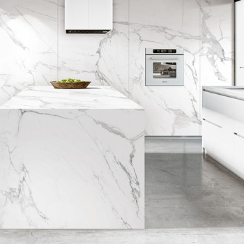 1200*2400 mm big porcelain calacatta slim slabs white marble floor .