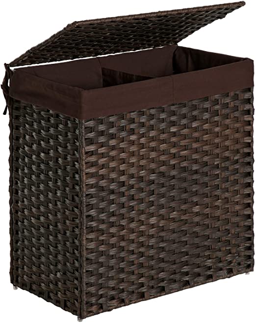 Amazon.com: SONGMICS Handwoven Laundry Basket, Synthetic Rattan .