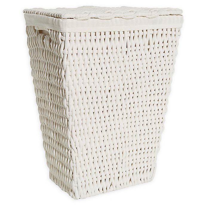 Bee & Willow™ Home Cotton Rope Laundry Hamper with Lid in White .