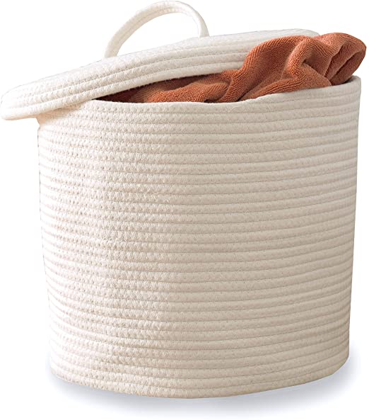 Amazon.com: Cotton Rope Storage Basket- Large Woven Baskets with .