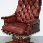 HUGE OVER SIZED CHESTERFIELD OXBLOOD LEATHER CAPTAINS OFFICE CHAIR .